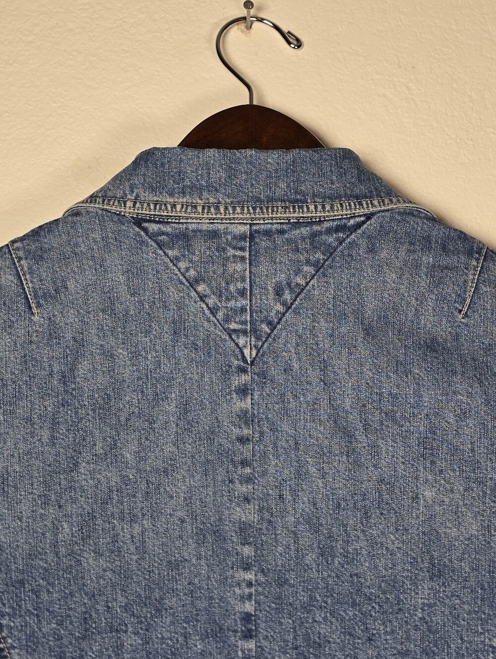 Vintage Tommy Hilfiger Denim Blazer Jacket Size 14 Y2K Blue Stretch Cotton - Picture 10 of 15